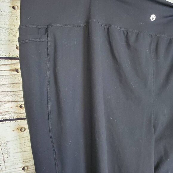 LIVI Lane Bryant 38/40 Capri Leggings Plus Size Soft Stretch Rainbow Bow Trim Bl - Picture 2 of 5